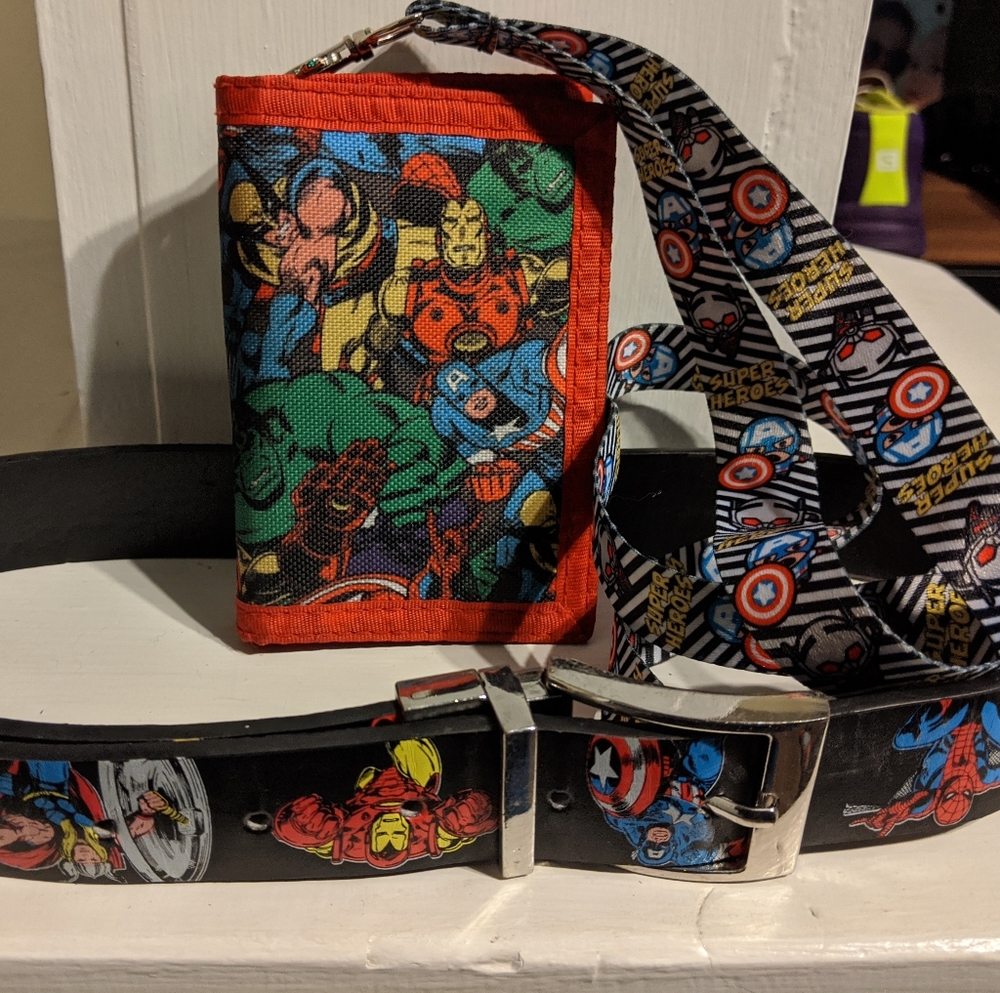 Retro Vintage Marvel Comics wallet belt &landyard